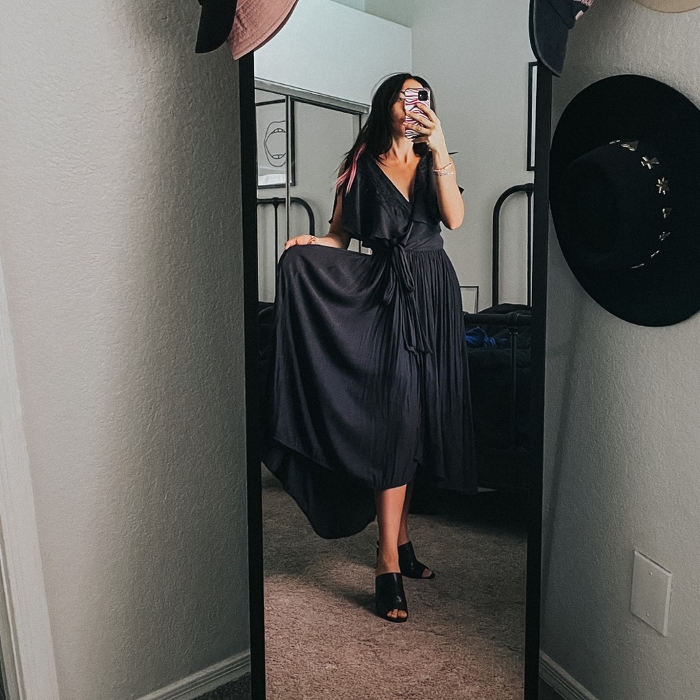 Free People Navy Wrap Dress